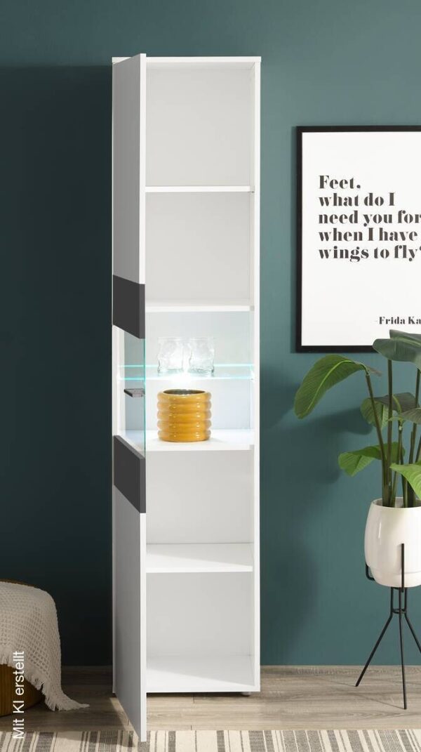 Vitrine Alex weiß Graphit B/H/T: ca. 45x195x37 cm – Bild 2