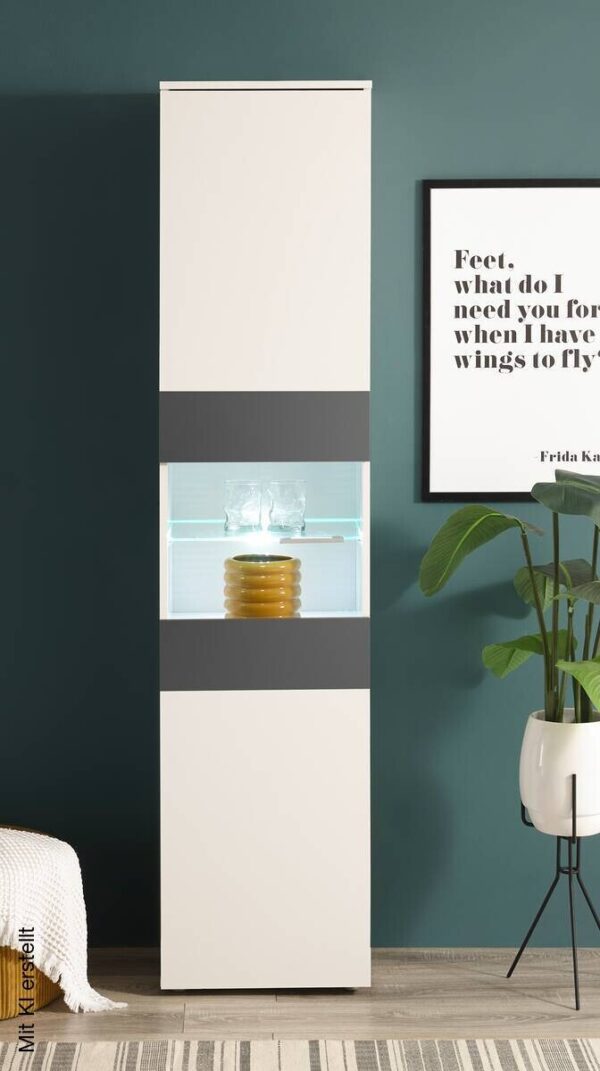 Vitrine Alex weiß Graphit B/H/T: ca. 45x195x37 cm – Bild 5