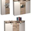 Highboard Strada weiß Eiche Viking Optik Spanplatte B/H/T: ca. 151x129x37 cm – Bild 2