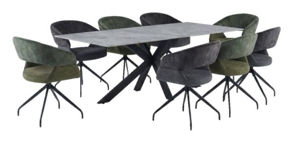 Drehstuhl Miami grün Webstoff Velourstoff B/H/T: ca. 61x84x64 cm – Bild 5