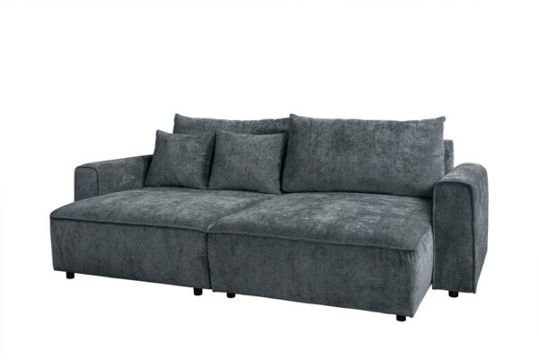 Ecksofa mit Bettfunktion und Bettkasten dunkelgrau Microfaser B/T: ca. 269x147 cm – Bild 3