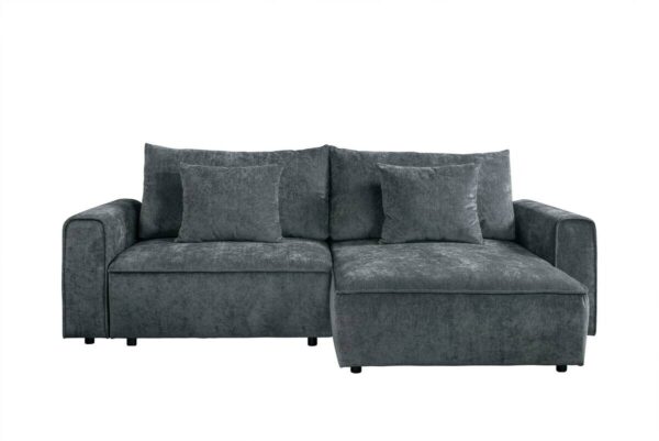 Ecksofa mit Bettfunktion und Bettkasten dunkelgrau Microfaser B/T: ca. 269x147 cm – Bild 5