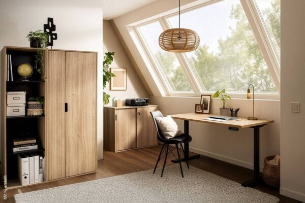 Schreibtisch Emmik Eiche Nachbildung B/H/T: ca. 138x72,7x60 cm – Bild 2
