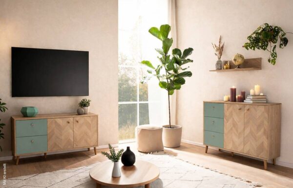 Sideboard Visby Pistazie Eiche Nachbildung B/H/T: ca. 109x63,9x33,05 cm – Bild 3