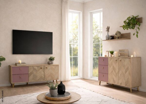 Sideboard Visby Eiche Nachbildung mauve B/H/T: ca. 109x63,9x33,05 cm – Bild 2