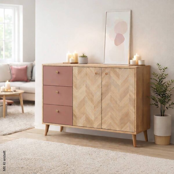 Sideboard Visby Eiche Nachbildung mauve B/H/T: ca. 109x63,9x33,05 cm – Bild 3