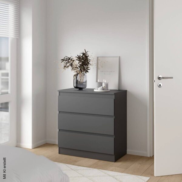 Kommode Mara anthrazit matt B/H/T: ca. 77x80,5x42 cm – Bild 2