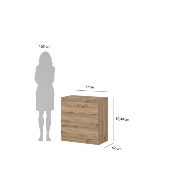 Kommode Mara Eiche Artisan Nachbildung B/H/T: ca. 77x80,5x42 cm – Bild 3