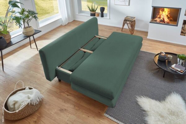 Schlafsofa Bern grün Microfaser B/H/T: ca. 190x93x92 cm – Bild 2