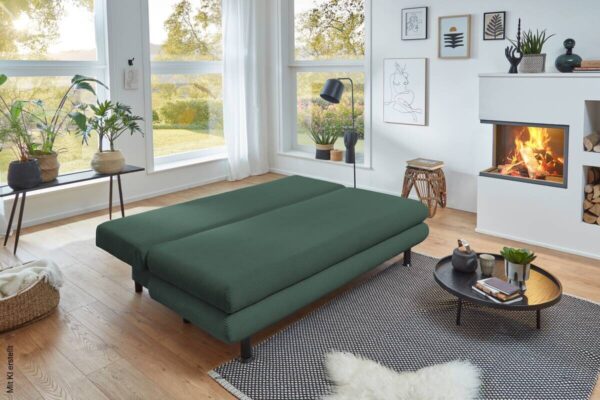 Schlafsofa Bern grün Microfaser B/H/T: ca. 190x93x92 cm – Bild 3