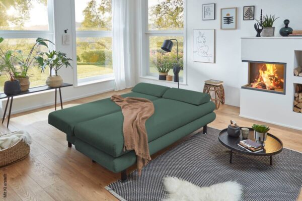 Schlafsofa Bern grün Microfaser B/H/T: ca. 190x93x92 cm – Bild 4
