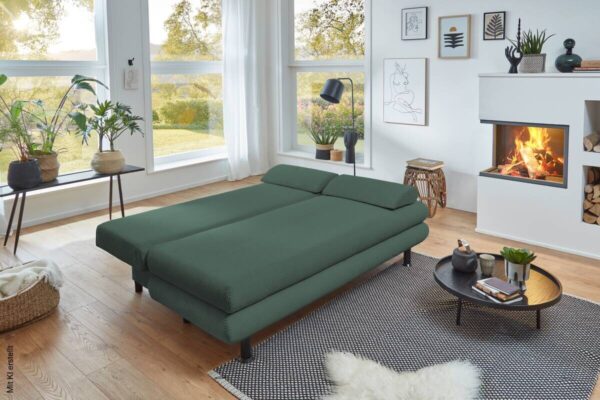 Schlafsofa Bern grün Microfaser B/H/T: ca. 190x93x92 cm – Bild 5