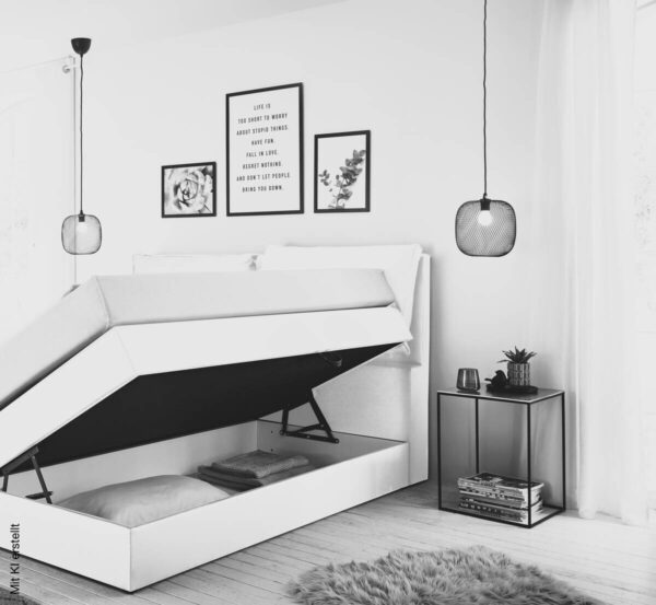 Boxspringbett Lissy weiß Liegefläche B/L: ca. 140x200 cm – Bild 3