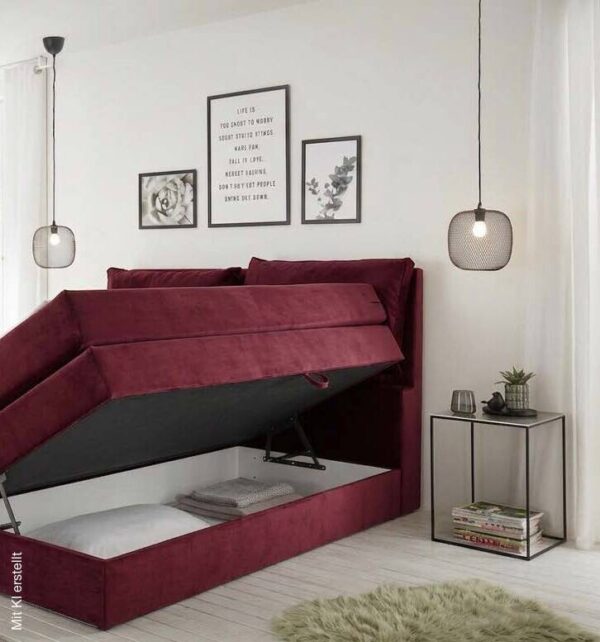 Boxspringbett Lissy burgund rot Liegefläche B/L: ca. 140x200 cm – Bild 4