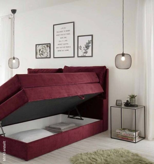 Boxspringbett Lissy burgund rot Liegefläche B/L: ca. 180x200 cm – Bild 4