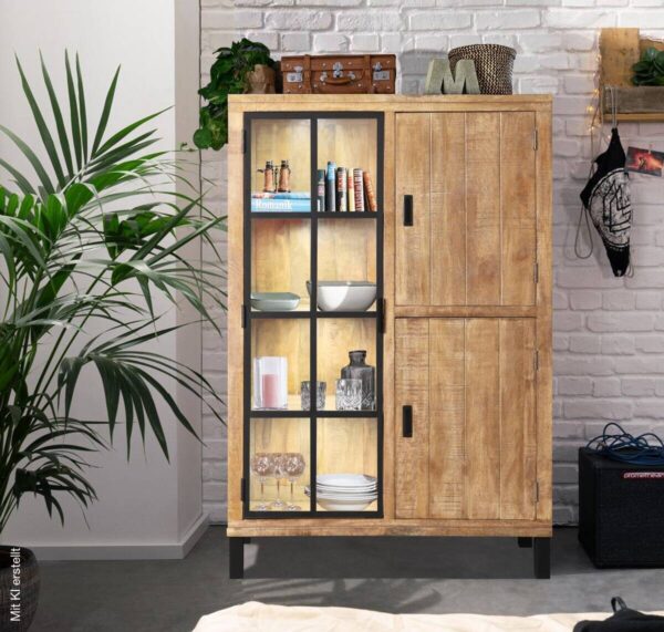 Highboard Kali latte Mango B/H/T: ca. 100x145x40 cm – Bild 2