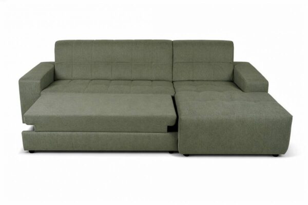 Ecksofa mit Bettfunktion grün Flachgewebe B/H/T: ca. 267x93x163 cm – Bild 5