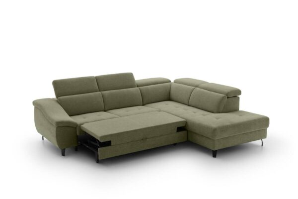 Ecksofa mit Bettfunktion grün Flachgewebe B/H/T: ca. 280x96x238 cm – Bild 3
