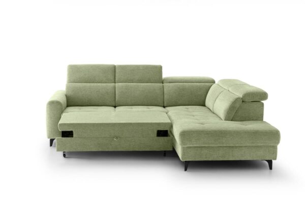 Ecksofa mit Bettfunktion hellgrün Flachgewebe B/H/T: ca. 258x96x221 cm – Bild 2