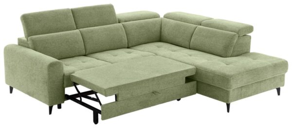 Ecksofa mit Bettfunktion hellgrün Flachgewebe B/H/T: ca. 258x96x221 cm – Bild 5