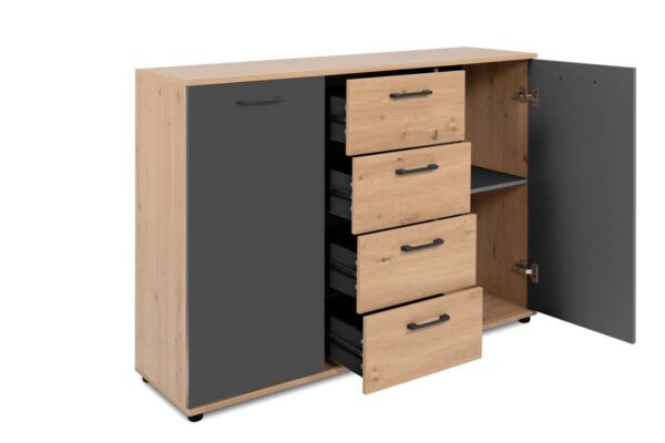Kommode Kerry 01C Eiche Artisan Nachbildung anthrazit B/H/T: ca. 120x85x35 cm – Bild 2