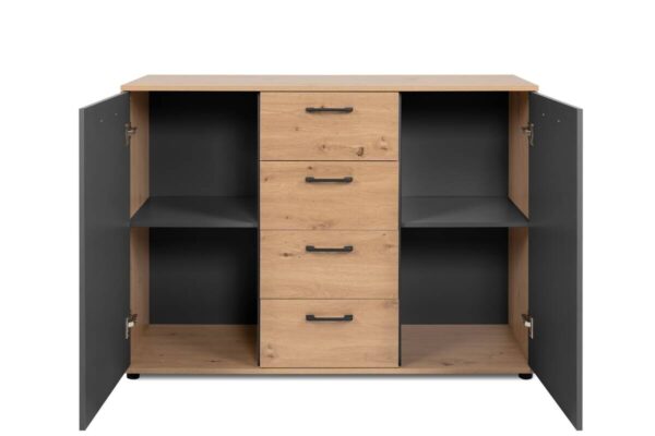 Kommode Kerry 01C Eiche Artisan Nachbildung anthrazit B/H/T: ca. 120x85x35 cm – Bild 5