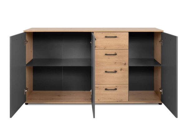Kommode Kerry 51B Eiche Artisan Nachbildung anthrazit B/H/T: ca. 160x85x35 cm – Bild 2