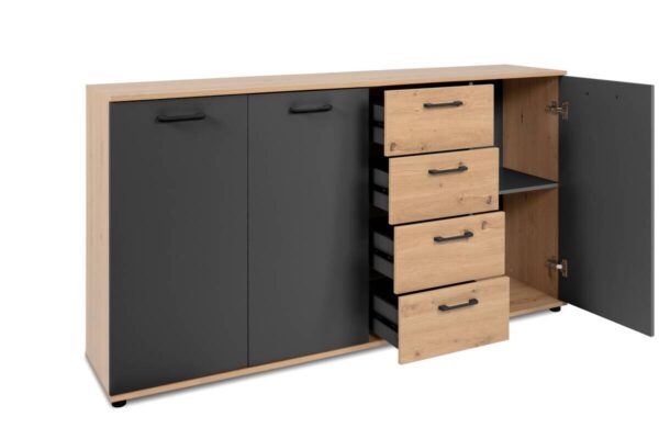 Kommode Kerry 51B Eiche Artisan Nachbildung anthrazit B/H/T: ca. 160x85x35 cm – Bild 3