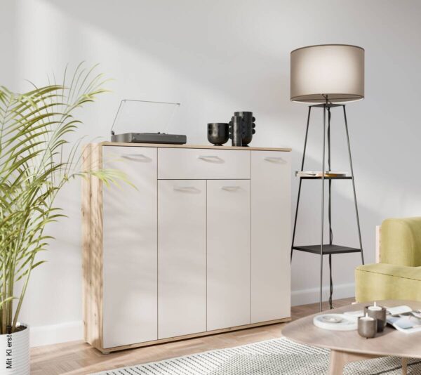 Kommode Eiche Artisan Nachbildung Eiche Kaschmirgrau Nachbildung B/H/T: ca. 139x121x35 cm Kommode Eiche Artisan Nachbildung Eiche Kaschmirgrau Nachbildung B/H/T: ca. 139x121x35 cm – Bild 2