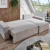 Ecksofa mit Bettfunktion und Bettkasten natur Microfaser B/H/T: ca. 266x150x83 cm – Bild 3