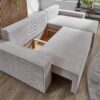 Ecksofa mit Bettfunktion und Bettkasten natur Microfaser B/H/T: ca. 266x150x83 cm – Bild 4