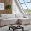 Ecksofa mit Bettfunktion und Bettkasten natur Microfaser B/H/T: ca. 266x150x83 cm – Bild 5