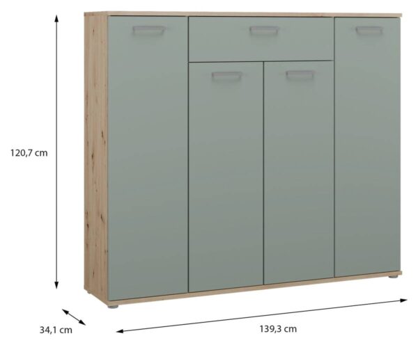 Kommode Eiche Artisan Nachbildung salbei B/H/T: ca. 139x121x35 cm Kommode Eiche Artisan Nachbildung salbei B/H/T: ca. 139x121x35 cm – Bild 3