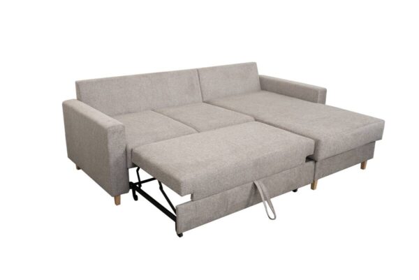 Ecksofa mit Bettfunktion und Bettkasten grau Microfaser B/H/T: ca. 228x92x163 cm – Bild 2