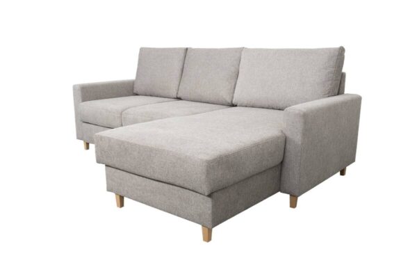 Ecksofa mit Bettfunktion und Bettkasten grau Microfaser B/H/T: ca. 228x92x163 cm – Bild 4