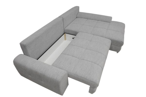 Ecksofa mit Bettfunktion und Bettkasten Lorenz hellgrau Microfaser B/H/T: ca. 284x74x180 cm Ecksofa mit Bettfunktion und Bettkasten Lorenz hellgrau Microfaser B/H/T: ca. 284x74x180 cm – Bild 2