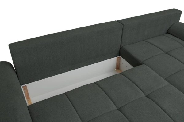Ecksofa mit Bettfunktion und Bettkasten Lorenz grün Microfaser B/H/T: ca. 284x74x180 cm – Bild 4