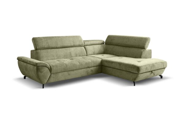 Ecksofa mit Bettfunktion und Bettkasten moosgrün Microfaser B/H/T: ca. 263x77x210 cm – Bild 2