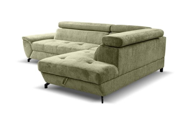 Ecksofa mit Bettfunktion und Bettkasten moosgrün Microfaser B/H/T: ca. 263x77x210 cm – Bild 5