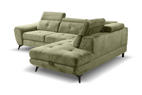 Ecksofa mit Bettfunktion und Bettkasten moosgrün Microfaser B/H/T: ca. 274x82x231 cm – Bild 4