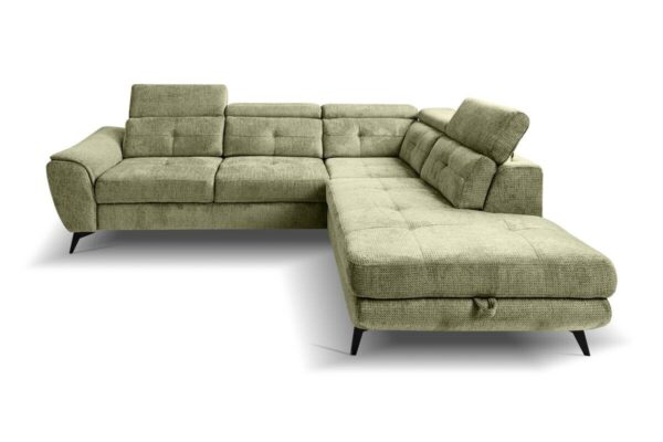 Ecksofa mit Bettfunktion und Bettkasten moosgrün Microfaser B/H/T: ca. 274x82x231 cm – Bild 5