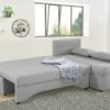 Ecksofa mit Bettfunktion und Bettkasten hellgrau Flachgewebe B/H/T: ca. 191x70x142 cm – Bild 3