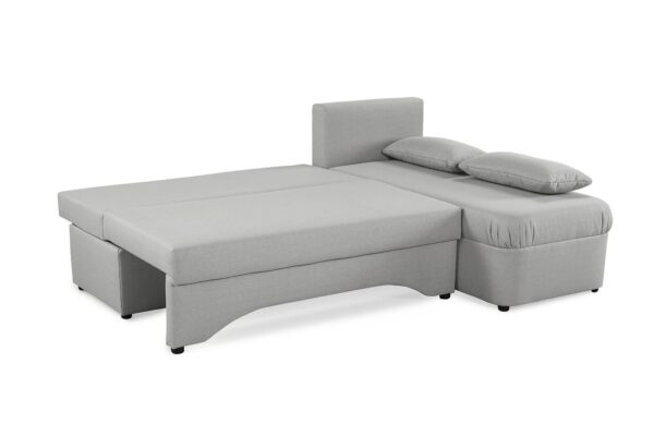 Ecksofa mit Bettfunktion und Bettkasten hellgrau Flachgewebe B/H/T: ca. 191x70x142 cm – Bild 4