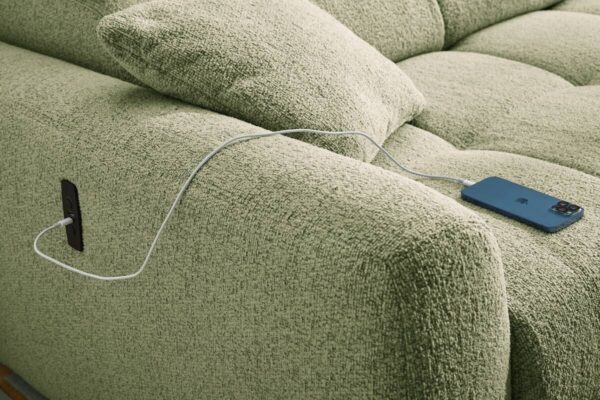 Ecksofa mit elektrischer XXL Sitztiefenverstellung hellgrün Flachgewebe B/H/T: ca. 270x109x175 cm Ecksofa mit elektrischer XXL Sitztiefenverstellung hellgrün Flachgewebe B/H/T: ca. 270x109x175 cm – Bild 3