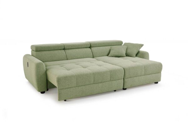 Ecksofa mit elektrischer XXL Sitztiefenverstellung hellgrün Flachgewebe B/H/T: ca. 270x109x175 cm Ecksofa mit elektrischer XXL Sitztiefenverstellung hellgrün Flachgewebe B/H/T: ca. 270x109x175 cm – Bild 4