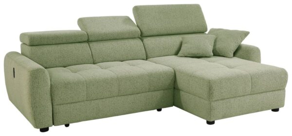 Ecksofa mit elektrischer XXL Sitztiefenverstellung hellgrün Flachgewebe B/H/T: ca. 270x109x175 cm Ecksofa mit elektrischer XXL Sitztiefenverstellung hellgrün Flachgewebe B/H/T: ca. 270x109x175 cm – Bild 5