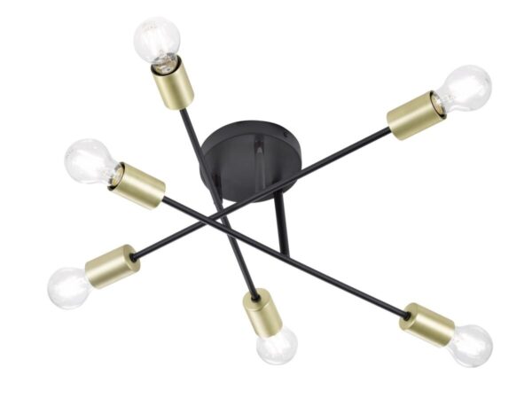 TRIO Deckenleuchte Cross mattschwarz Metall H/D: ca. 19x57 cm E27 6 Brennstellen – Bild 2