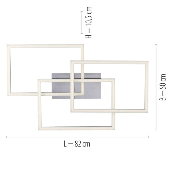 Just Light Smarte LED-Deckenleuchte MAXI 16431-55 stahlfarbig weiß Metall Kunststoff B/H/T: ca. 50x10,5x82 cm 3 Brennstellen – Bild 2