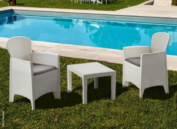 ProGarden Balkonset Akita weiß Kunststoff B/H/L: ca. 47x40x60 cm – Bild 4