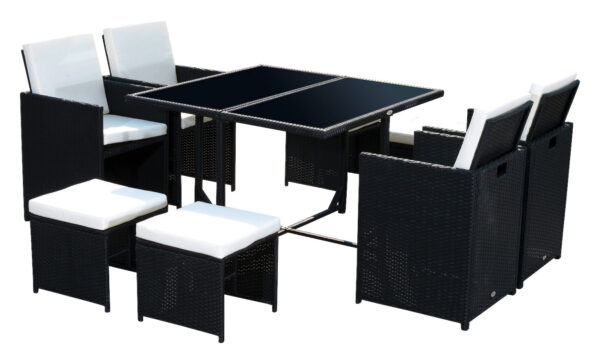 Outsunny Sitzgruppe schwarz Polyrattan – Bild 2